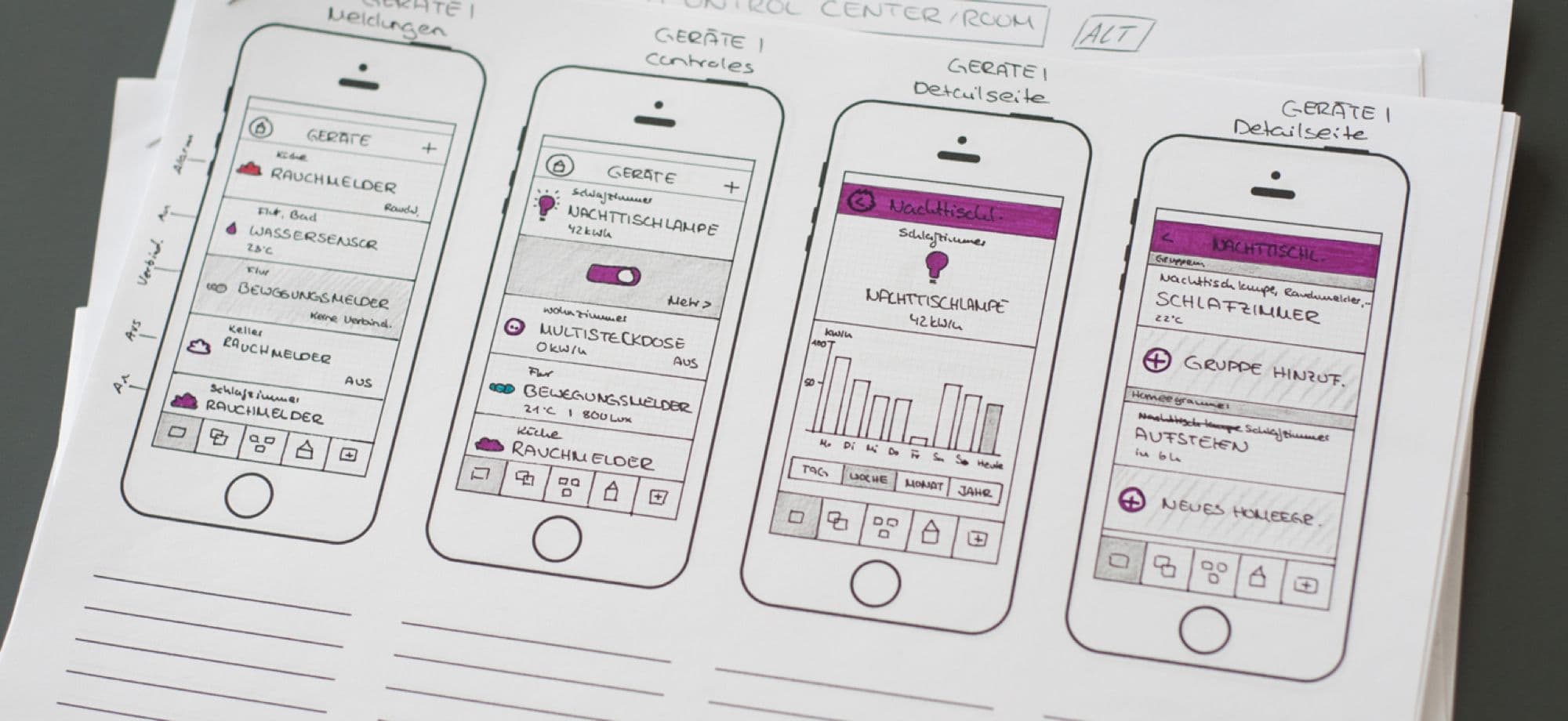 Wireframes for the homee app